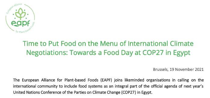 EAPF ad for Food Day at COP2027